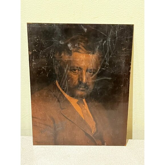 Antique 1920s Copper Printing Plate Photo WI Governor Emanuel Philipp 14
